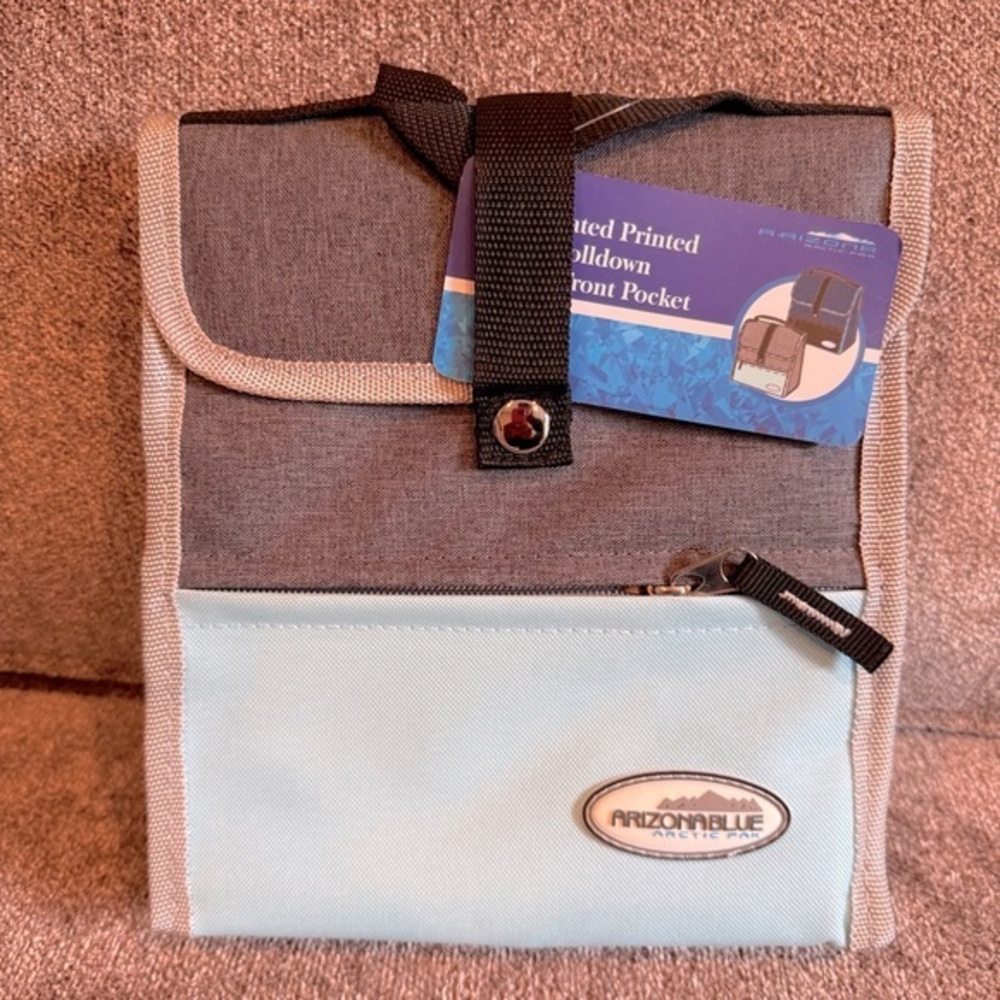 Arizona Blue Arctic Pak insulated gray and light blue lunch box- NWT